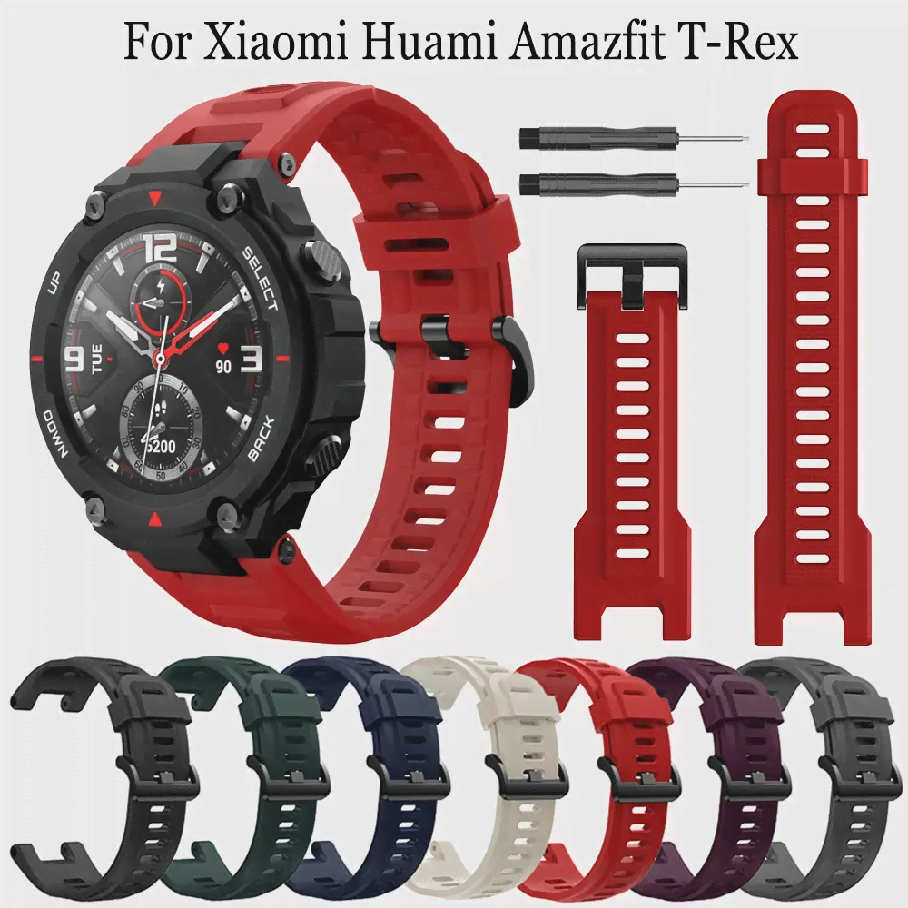 Сменные спортивные ремешки Для регулируемых браслетов Huami Amazfit T-Rex pro с инструментом Для силиконового ремешка для часов Huami Amazfit T-Rex