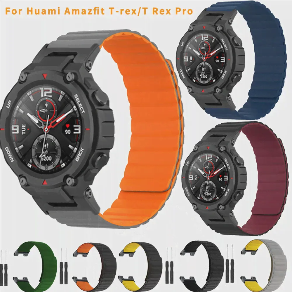 Для Huami Amazfit T-rex/T Rex Pro Мягкий Силиконовый Магнитный Ремешок Для Amazfit Trex Pro Сменный Ремешок Для Часов Браслет