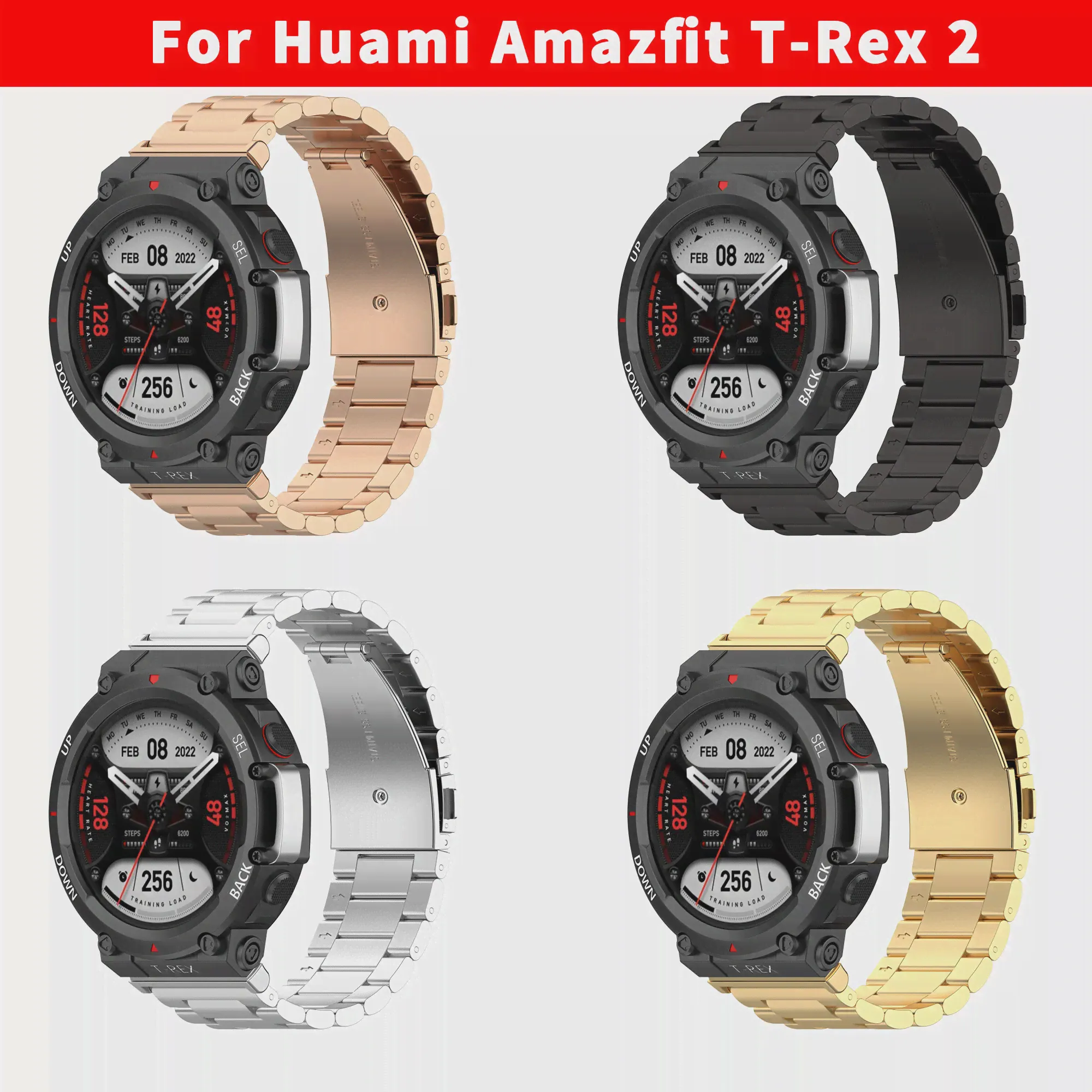 Ремешок Для смарт-часов Amazfit T Rex 2, Металлический Браслет Из Нержавеющей Стали Для Huami Amazfit T Rex, Браслет на Запястье-0