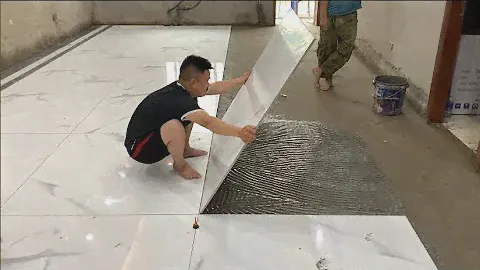 Excellent Techniques In Construction Of Living Room Floors Using Large Size Ceramic Tiles 120 x120cm