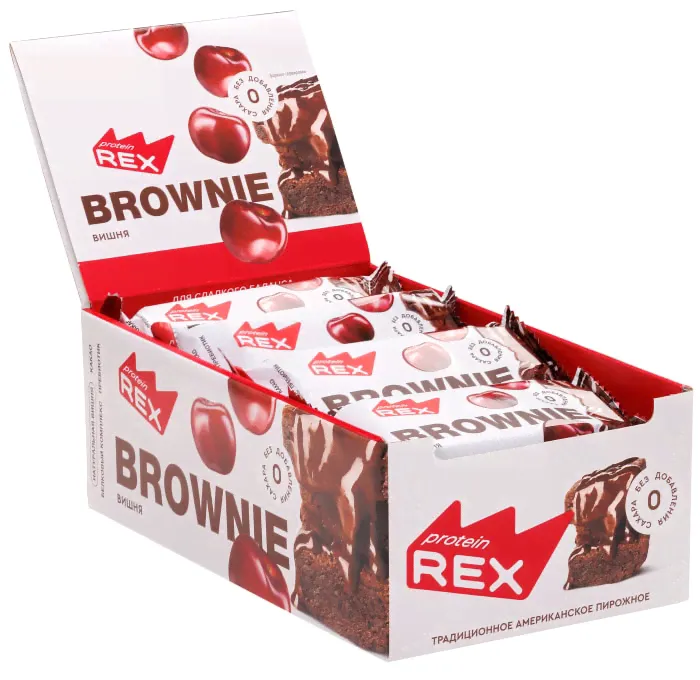 Пирожное Protein Rex протеиновое Брауни Вишня 50г-1