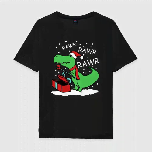 Футболка oversize с принтом “Новогодний T-rex"-0