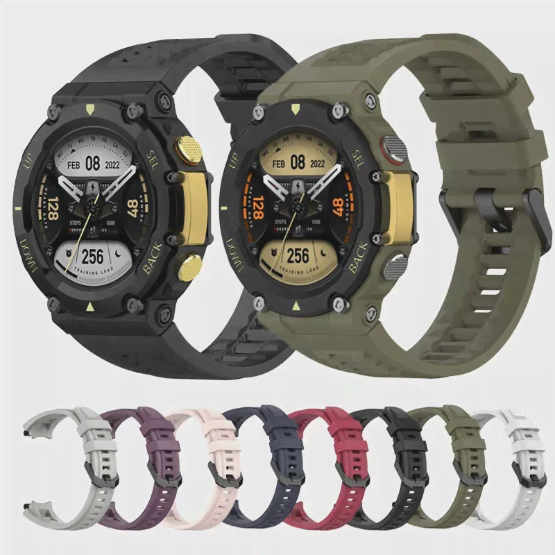 силиконовый спортивный ремешок для смарт-часов Huami Amazfit T-Rex 2, Сменный Оригинальный браслет для Amazfit T-Rex 2 Correa