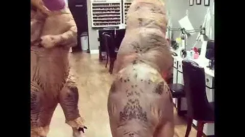 T-Rex Birthday surprise dance party for Tash 🦖