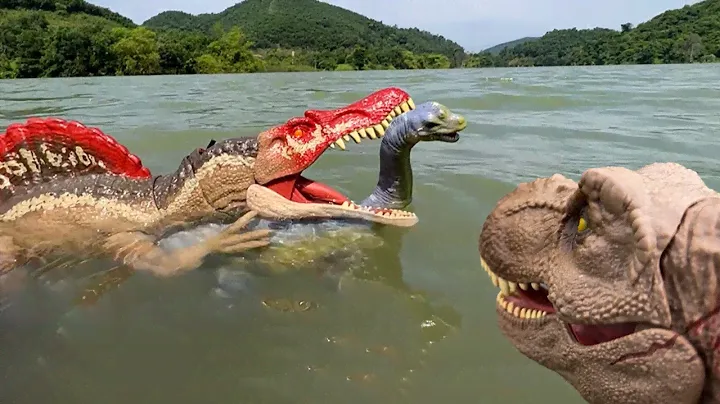 T REX VS SPINOSAURUS 🦖 THE LAKESIDE BATTLE #trex #spinosaurus