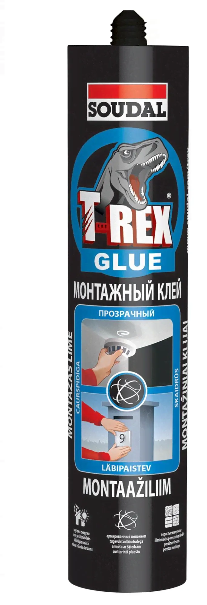 Клей монтажный SOUDAL T-Rex 310 г на акриловой дисперсии без запаха прозрачный