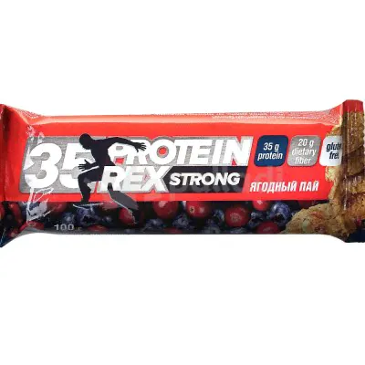 Батончик Protein Rex Strong 35% протеиновый 100г Ягодный пай-0