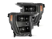 F 150 2021- Оптика линзованная AlphaRex Pro, LED ДХО с динамичными поворотниками, темные, комплект