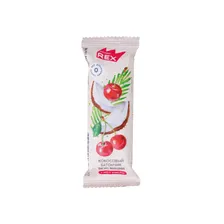 Кокосовый глазированный батончик без сахара ProteinRex, 40 г, Вишня