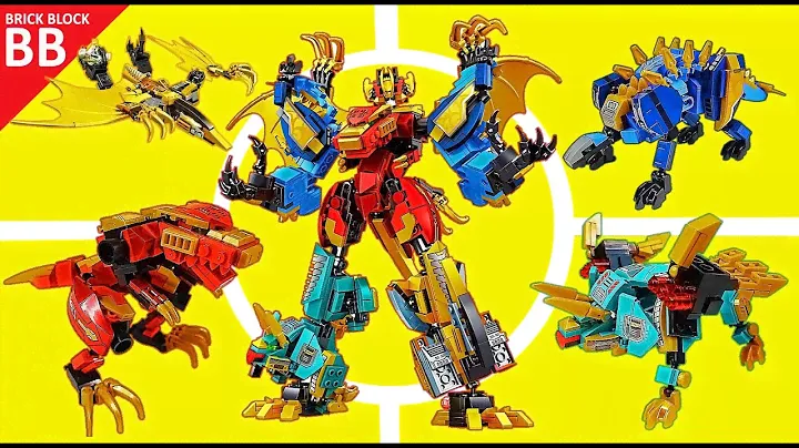 4 in 1 Combiner : World Dinosaur ⚡️ Speed Build how to make a Lego Transformers Sembo Block 205074