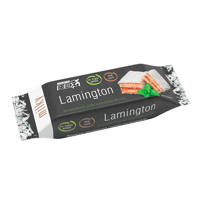 Пирожное протеиновое Protein Rex Lamington Молочное в кокосовой обсыпке 50 г-0