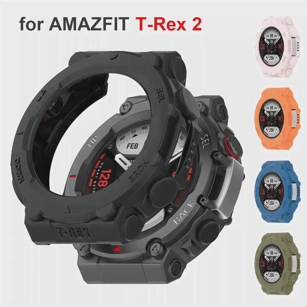 Черный Чехол-Бампер для Amazfit T-Rex 2 Чехла с Защитой от Царапин TPU Противоударная Броня Протектор для смарт-часов Amazfit T-Rex 2