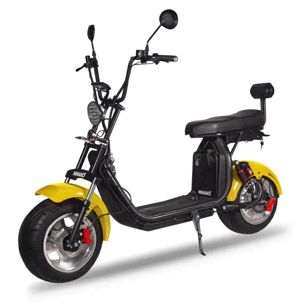 Электроскутер Minako Rex Citycoco 2000w двухколесный желтый-0