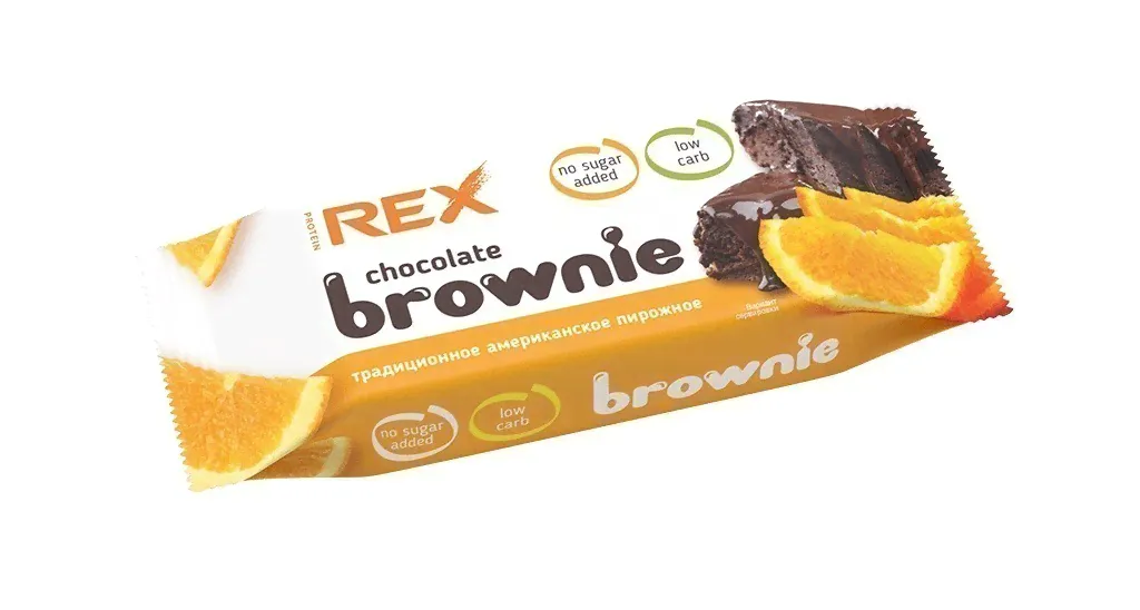 Пирожное протеиновое "Брауни апельсиновое", 50 гр, Protein Rex