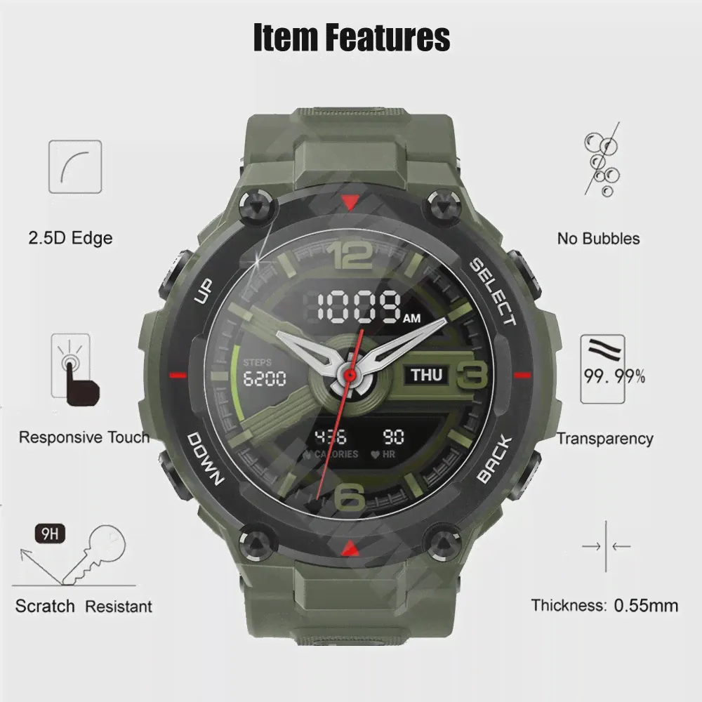 Защитное закаленное стекло для Amazfit T Rex 2 ( T-Rex 2 ) T Rex Pro Verge Lite GTR 42 мм 47 мм Stratos 3, 3 шт. (art.: 3920be28eec45)-0