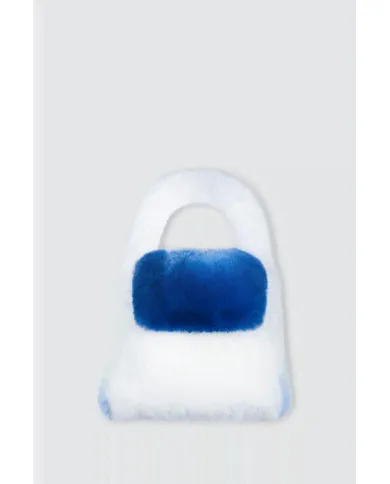 Mini bag in white & blue rex rabbit-0