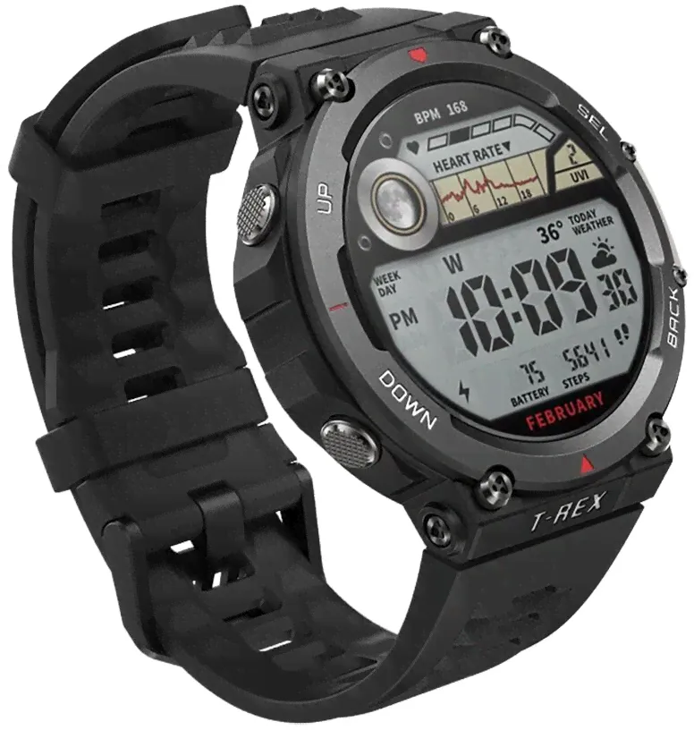 Amazfit Умные часы Amazfit T-Rex 2 47 мм GPS, угольно-черный смарт часы и фитнес браслеты-0