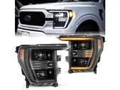 F 150 2021- Оптика линзованная AlphaRex Pro, LED ДХО с динамичными поворотниками, темные, комплект