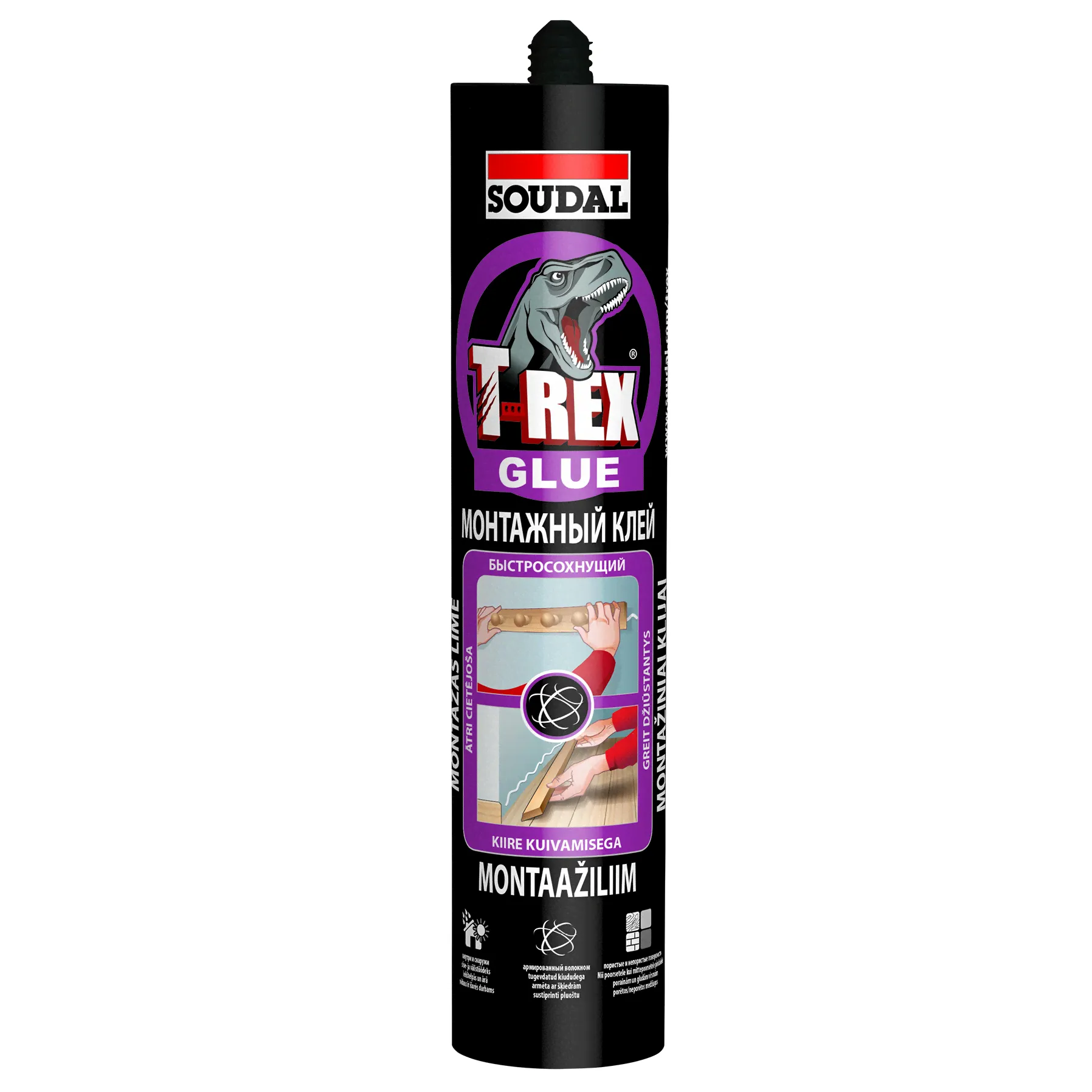 Монтажный клей быстросохнущий Soudal T-Rex, 380 мл-0