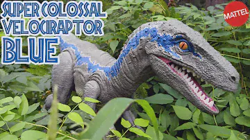 SUPER COLOSSAL VELOCIRAPTOR BLUE by Mattel Jurassic World Dino Rivals [FIXED AUDIO] 4K!
