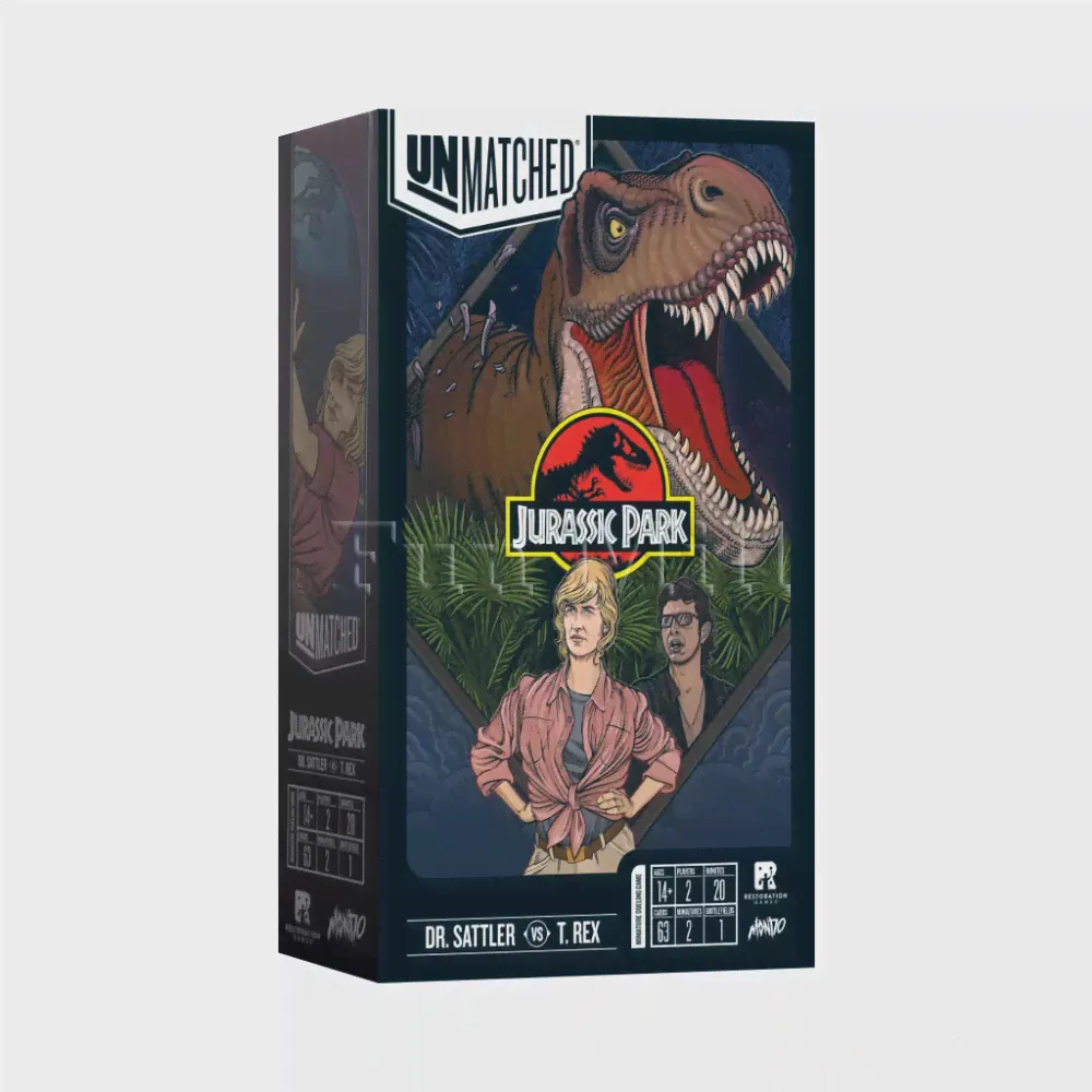 Настольная игра Unmatched: Jurassic Park – Dr. Sattler vs. T. Rex (Битва Легенд. Доктор Сэттлер против Ти-Рекса)-0
