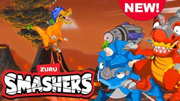 NEW! SMASHERS! | Dr ThreeHorns Revenge | T-Rex Battle - Episode 9 | Cartoons for Kids | Zuru