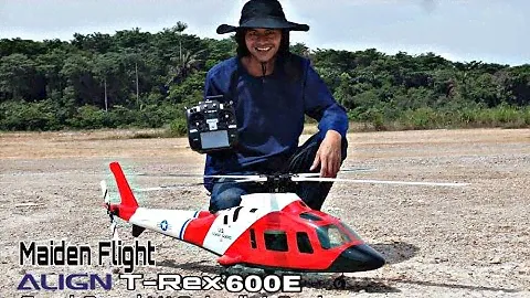 RE MAIDEN FLIGHT ALIGN T-REX 600E WITH COAST GUARD SCALE BODY & H1 AUTOPILOT SYSTEM
