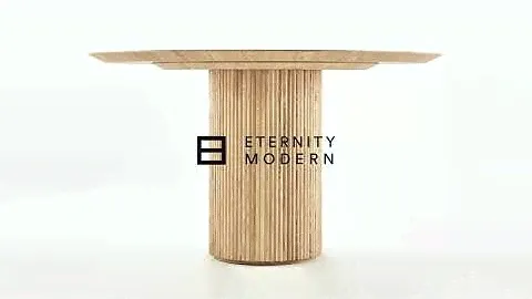 Piper Fluted Natural Wood Round Dining Table | Mid Century Modern Furniture
