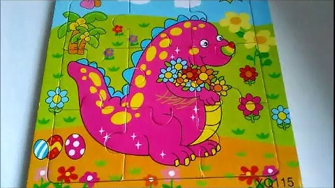 Деревянный пазл Динозавр на лужайке  Wooden puzzle Dinosaur on a lawn