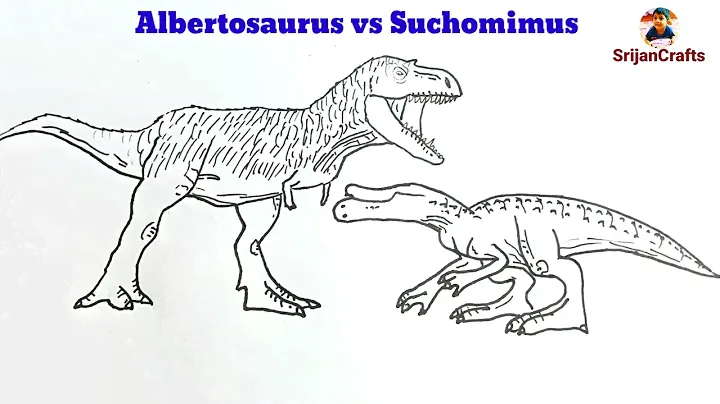 How to draw dinosaurs | Step by step | Albertosaurus vs Suchomimus | Dinosaur drawing