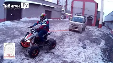 Квадроцикл Motax T-Rex 125 кубов против машины весом 1000кг