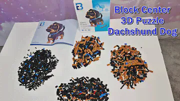 Block Center 3D Puzzle - Dachshund Dog Builder Set with Mini-Blocks