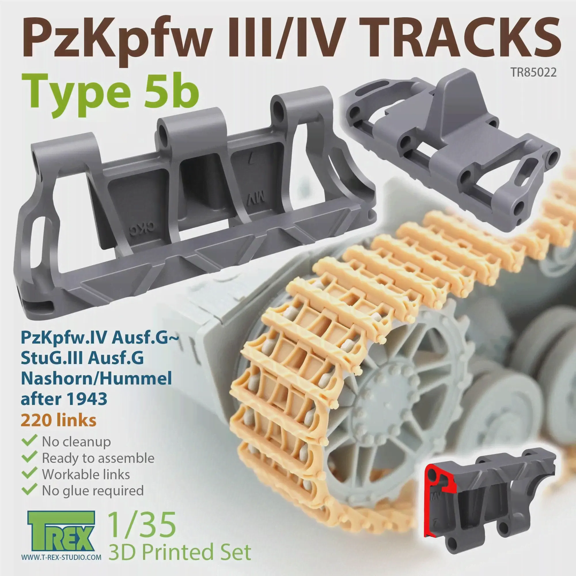 T-REX 85022 135 PzKpfw.IIIIV треки типа 5b (art.: 3920bd355b46c)