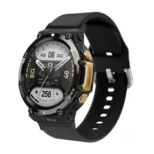 For Amazfit T-Rex 2 Silicone Reverse Buckle Watch Band (Black)