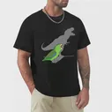 Футболка с зеленым попугаем T-rex, футболки оверсайз, топы, мужская одежда