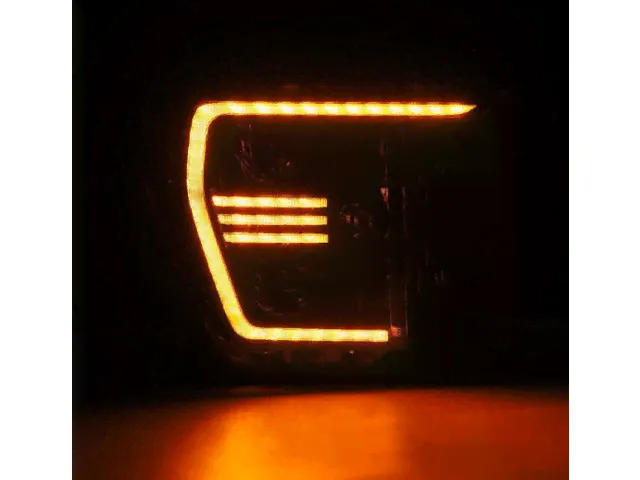 F 150 2021- Оптика линзованная AlphaRex Pro, LED ДХО с динамичными поворотниками, темные, комплект-2