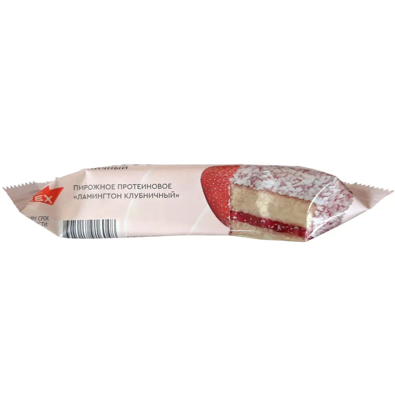 Пирожное Proteinrex Ламингтон Клубничный протеиновое, 50г-3
