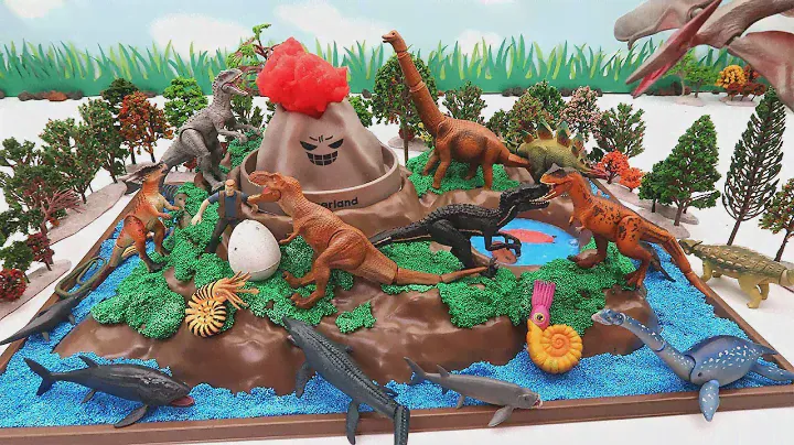 Dinosaur Volcano Adventure - Jurassic World T-Rex Stegosaurus Indominus Toys For Kids 화산