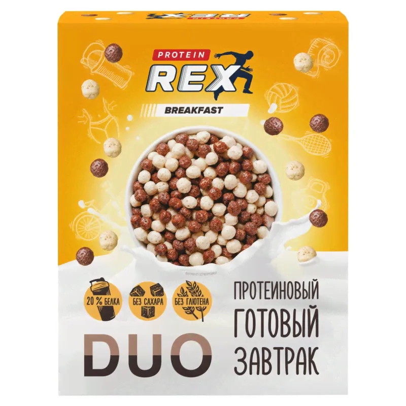 Rex Сухой завтрак с высоким содержанием белка 250г Шоколад-0