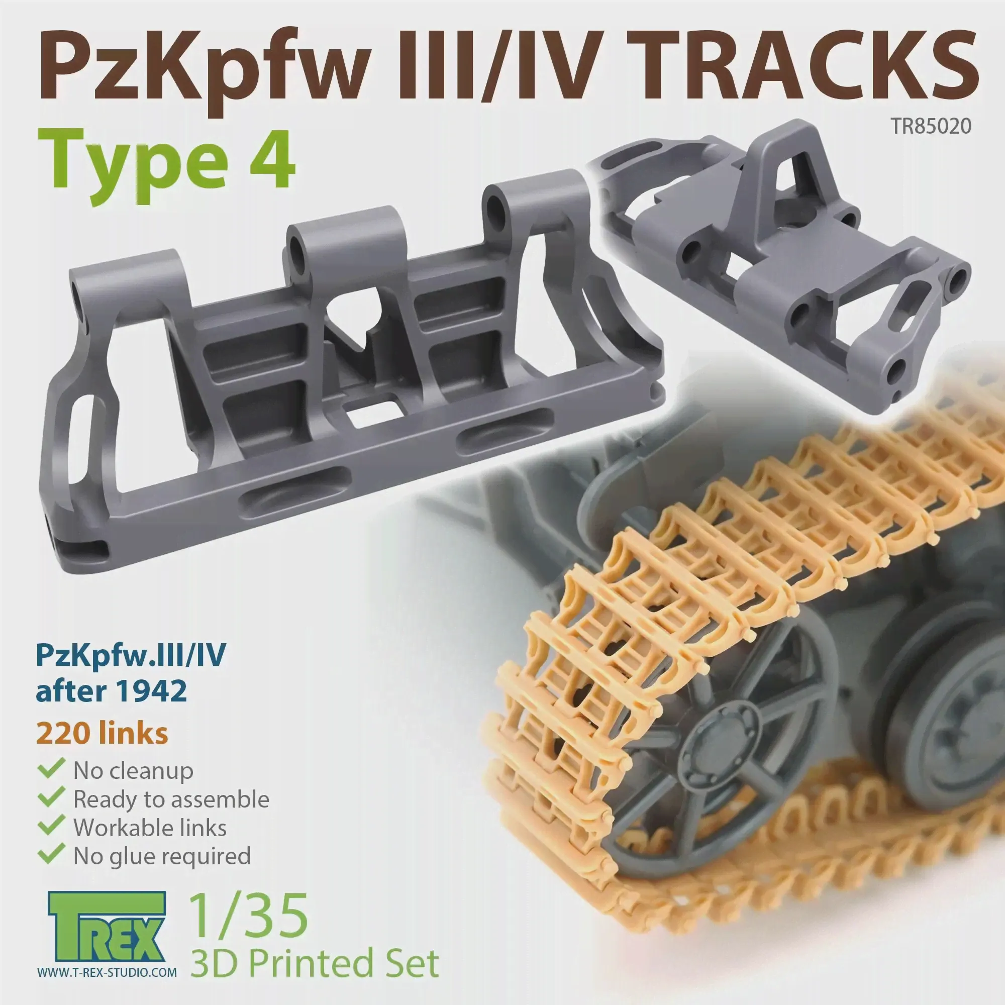 T-REX 85020 1/35 PzKpfw.III/IV гусеницы типа 4-0