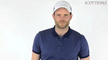 J Lindeberg Regis Lux Stripe Polo Shirt Navy Melange