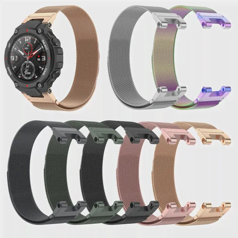 Ремешок из нержавеющей стали для Huami Amazfit T-Rex, Сменные Ремешки Для Смарт-часов T-Rex Pro, Браслет из нержавеющей Стали на Запястье