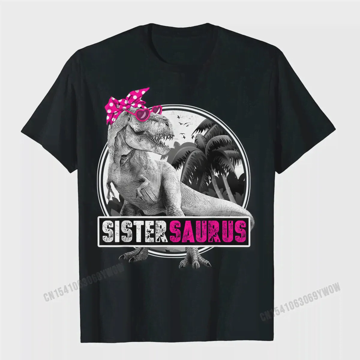 Футболка Sistersaurus мужская хлопковая, майка с надписью T-Rex Dinosaur Sister Saurus, подходит для семьи (art.: 3920b80a21553)-1