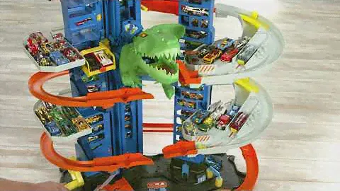 Гараж Хот Вилс Легендарный с динозавром трек Hot Wheels City T-Rex Ultimate Garage Playset