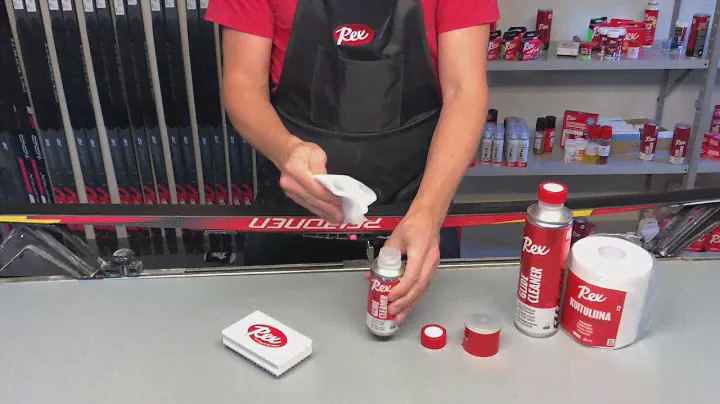 Cleaning skating skis with Rex Glide Cleaner