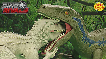RAPTOR EATS INDOMINUS REX! Super Colossal Velociraptor Blue Unboxing Jurassic World Mattel Vs Hasbro