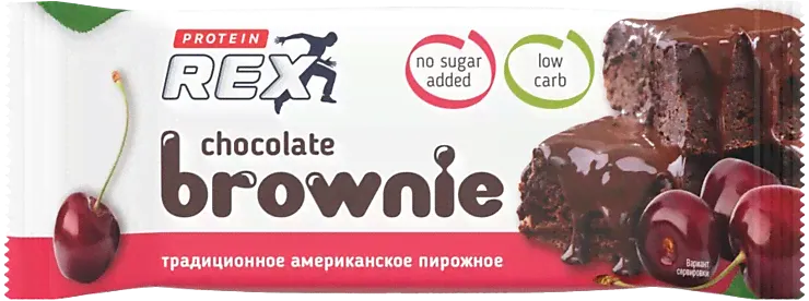 Пирожное «ProteinRex» протеиновое, «Брауни» вишневое, без сахара, 50 г