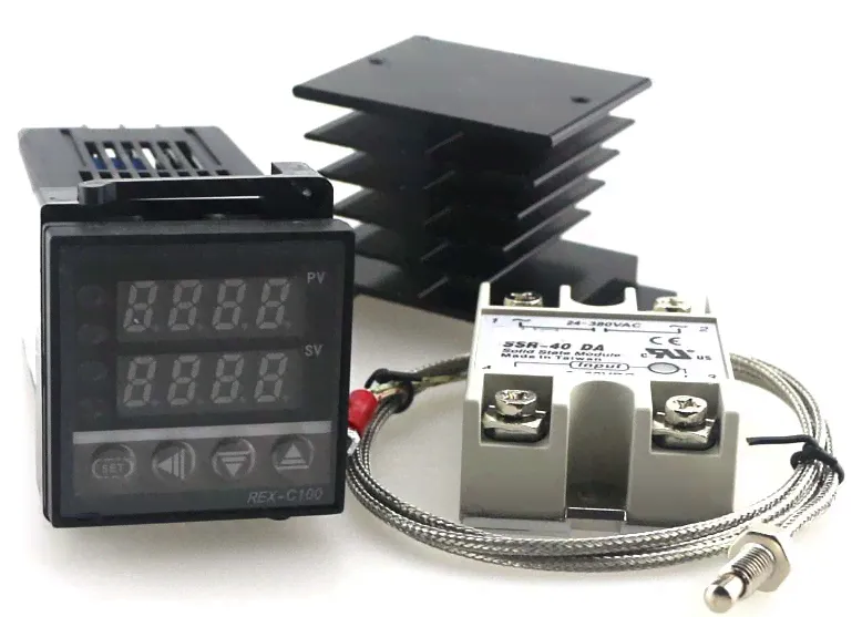 Цифровой ПИД Контроллер Температуры REX-C100 + реле SSR-40DA + теплоотвод +