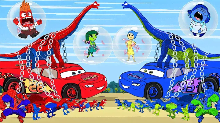 INSIDE OUT 2 VS DINOSAURS VS MCQUEEN CAR, T- REX, GODZILLA:  Jurassic World In Teardown