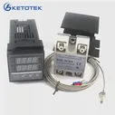 Двойной цифровой PID-регулятор температуры, комплект термостата REX-C100 с SSR-40DA, качественный теплоотвод, термопара K-зонда